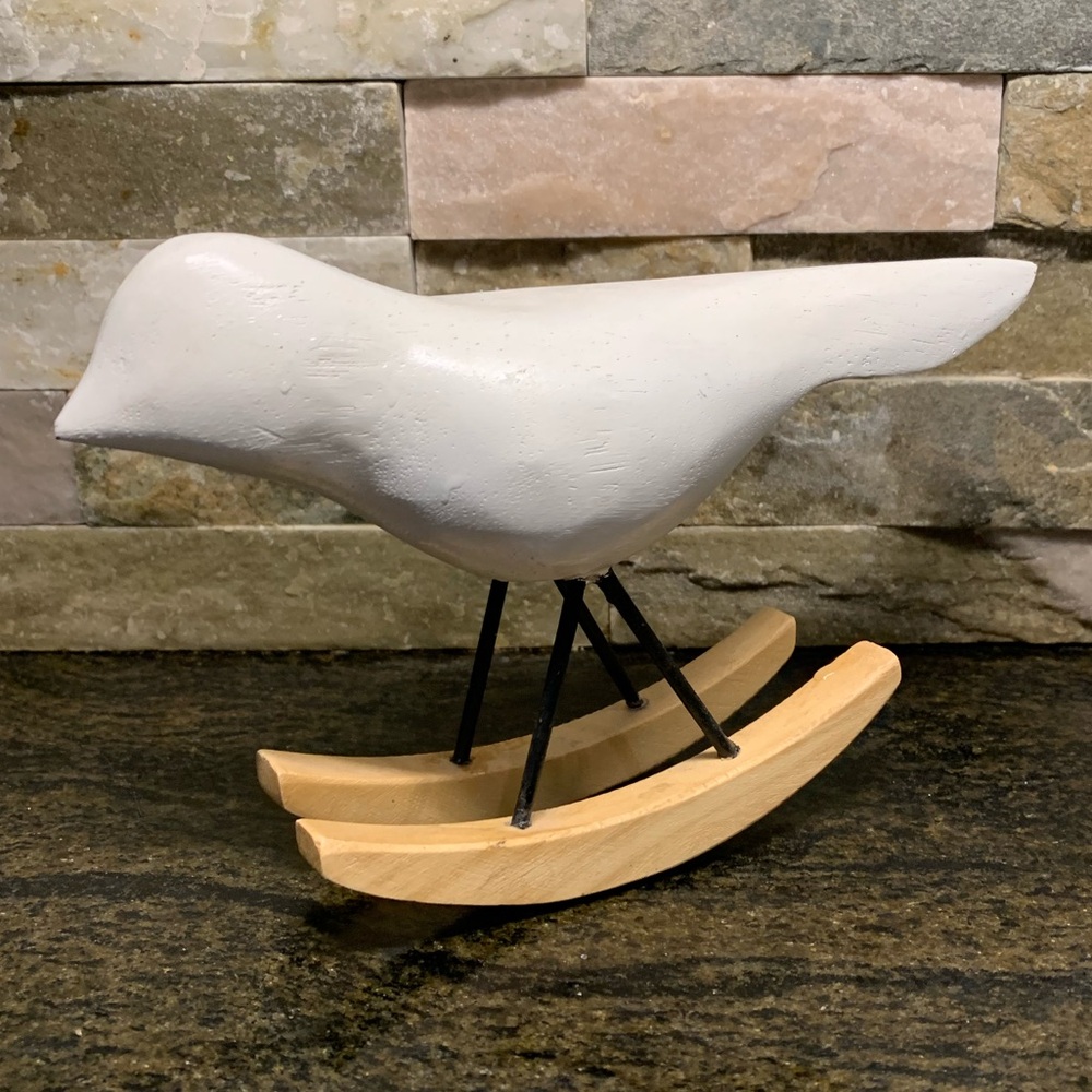 WEST ELM | Rocking White Wood Bird Decor